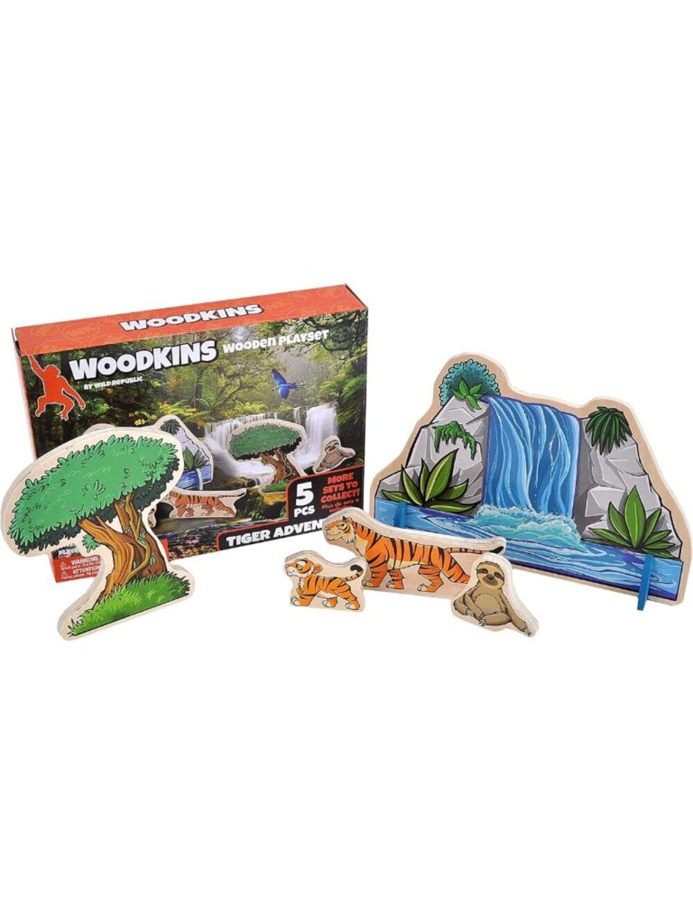 Eco-Friendly Wooden Rainforest Playset for Kids - 5 Piece Gift Set, Innovative